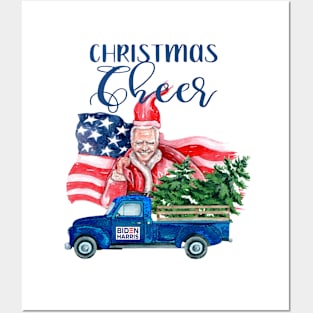 CHRISTMAS CHEER JOE BIDEN SANTA CLAUS RETRO VINTAGE TRUCK Posters and Art